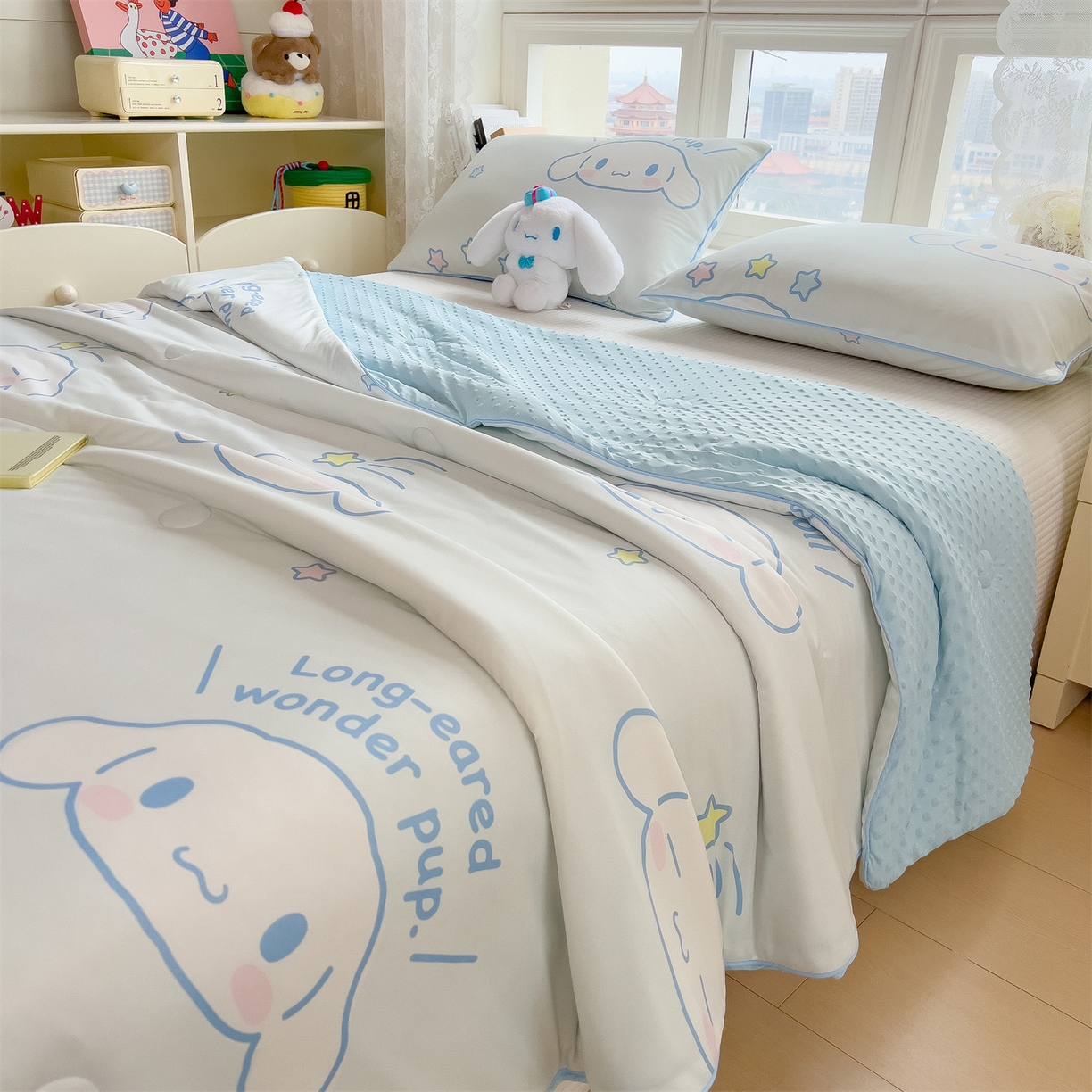 91家纺网 家纺一手货源 找家纺 兄弟坊 2026新款A类正版授权卡通针织棉凉感豆豆夏被 夏凉被 呆萌玉桂狗