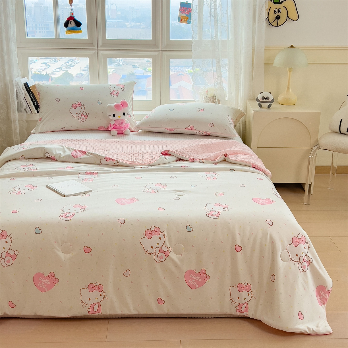 91家纺网 家纺一手货源 找家纺 兄弟坊 2026新款A类正版授权卡通针织棉凉感豆豆夏被 夏凉被 乖乖凯蒂