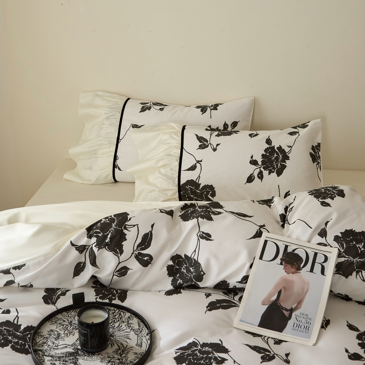 91家纺网 家纺一手货源 找家纺 （总）ONE TWO ONE 121 【会员-20】 【控价商品】【提供买家秀】2026新款韩版花边公主风100s长绒棉全棉床上用品四件套拼接款款-晨光熹微