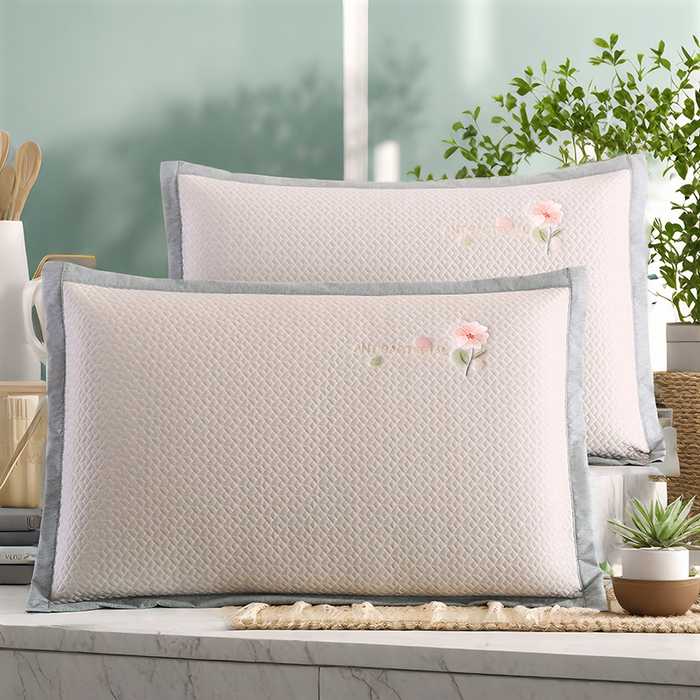 91家纺网 家纺一手货源 找家纺 （总）小牛席业 2026新款鲜花刺绣冷感豆豆枕套单枕套枕套单件