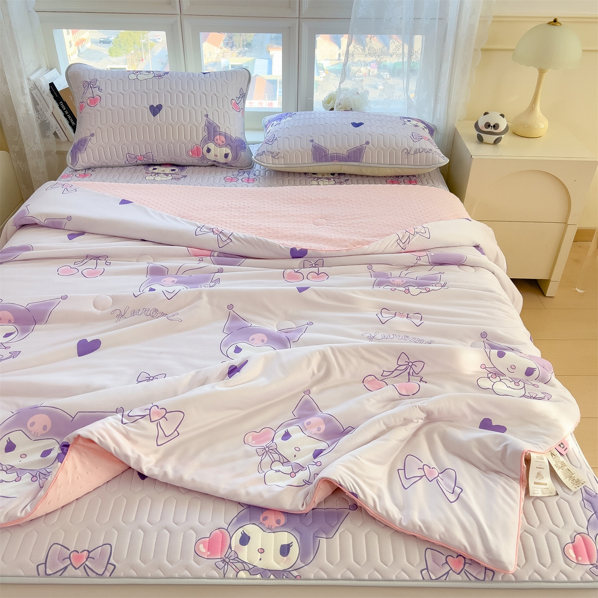 91家纺网 家纺一手货源 找家纺 兄弟坊 2026新款A类正版授权卡通针织棉凉感豆豆夏被 夏凉被 甜心库洛米