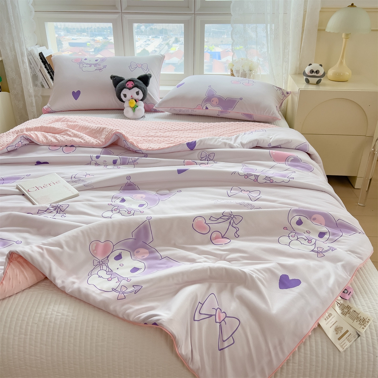 91家纺网 家纺一手货源 找家纺 兄弟坊 2026新款A类正版授权卡通针织棉凉感豆豆夏被 夏凉被 甜心库洛米