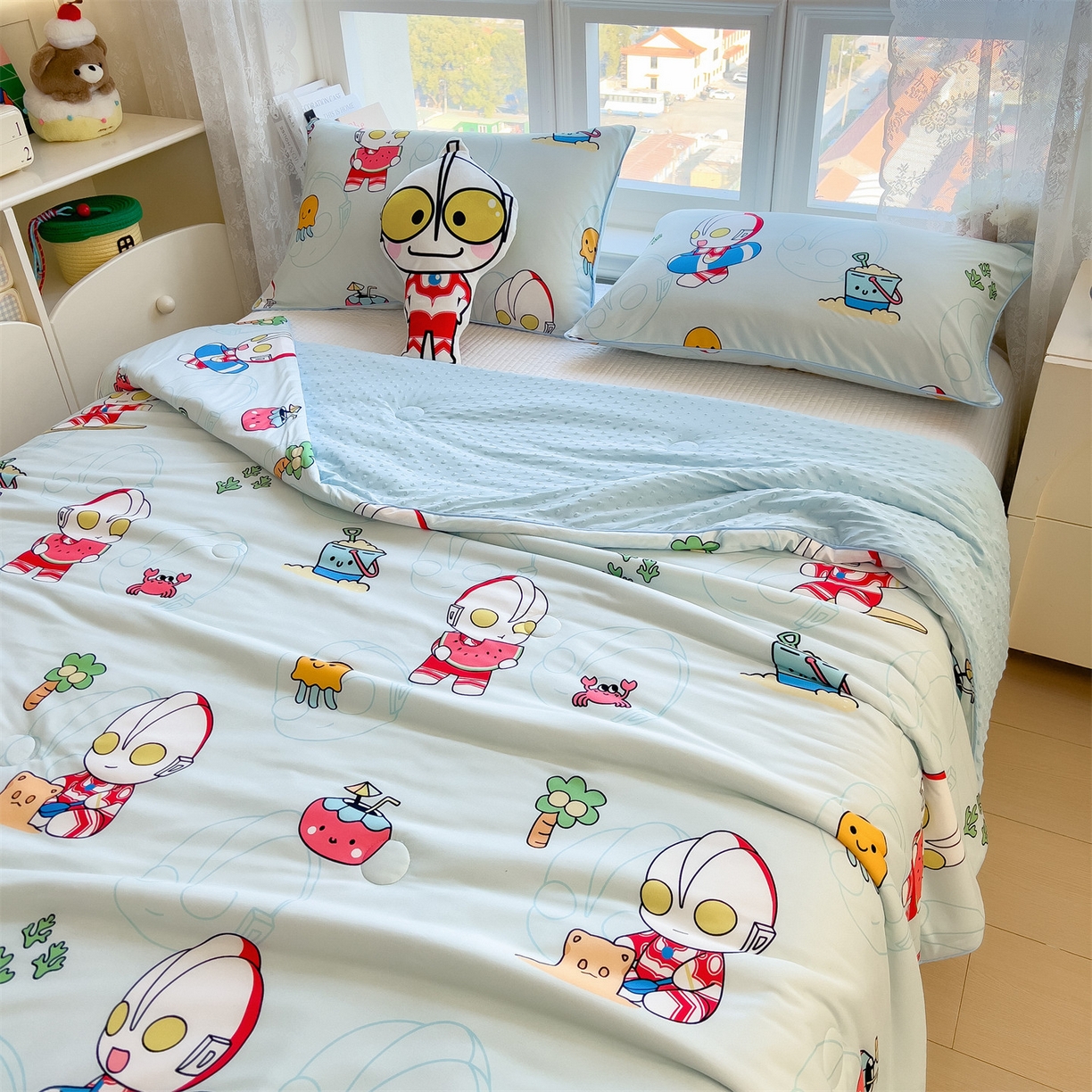 91家纺网 家纺一手货源 找家纺 兄弟坊 2026新款A类正版授权卡通针织棉凉感豆豆夏被 夏凉被 夏日奥特