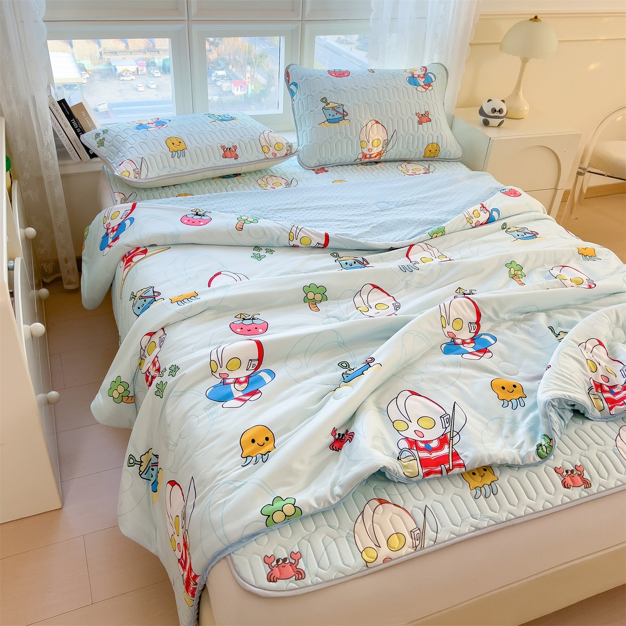 91家纺网 家纺一手货源 找家纺 兄弟坊 2026新款A类正版授权卡通针织棉凉感豆豆夏被 夏凉被 夏日奥特