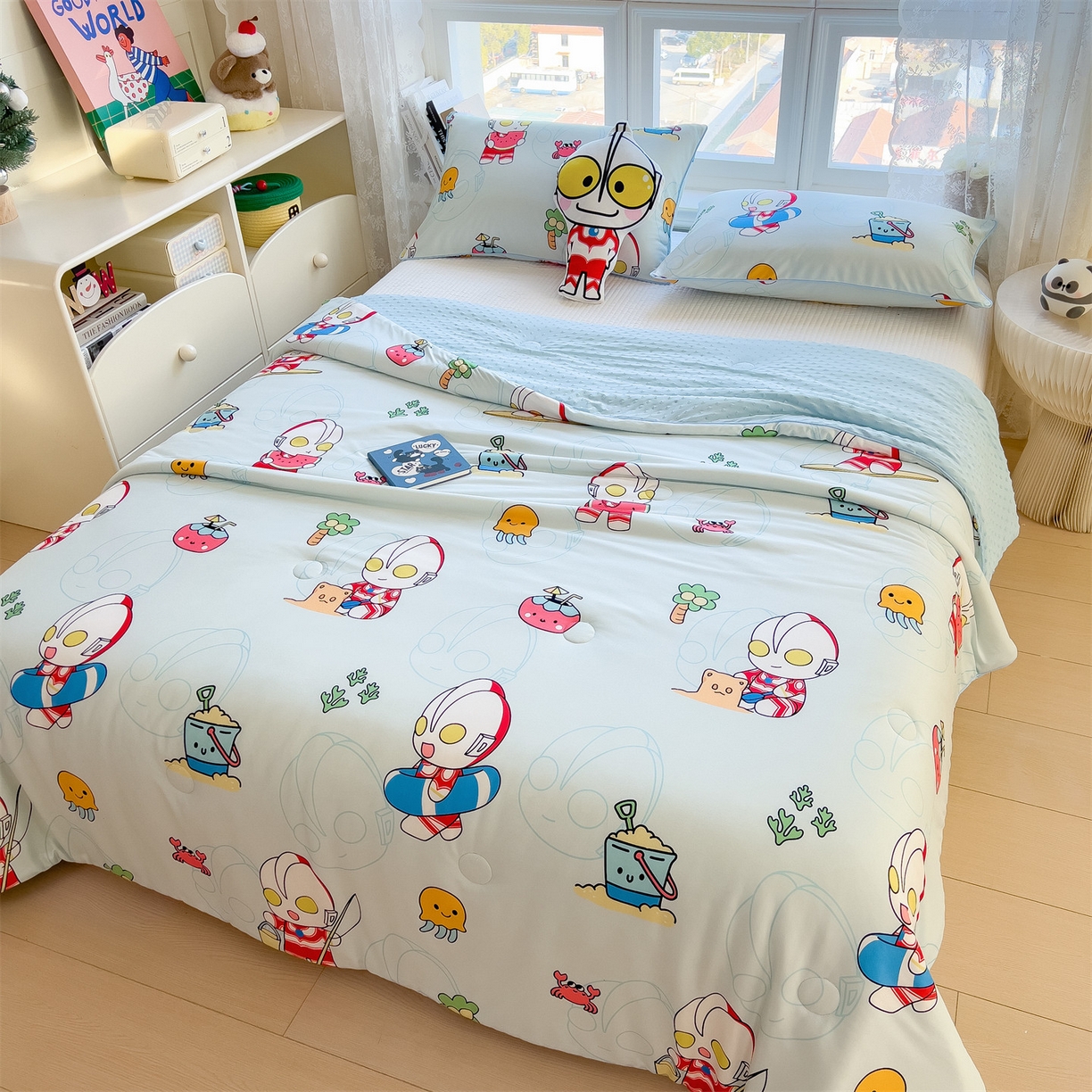 91家纺网 家纺一手货源 找家纺 兄弟坊 2026新款A类正版授权卡通针织棉凉感豆豆夏被 夏凉被 夏日奥特