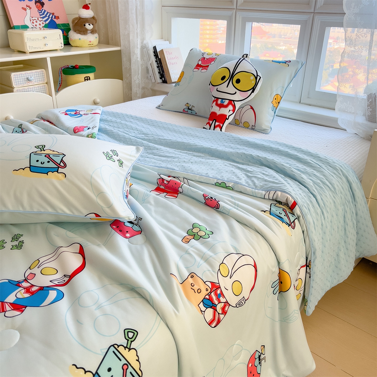 91家纺网 家纺一手货源 找家纺 兄弟坊 2026新款A类正版授权卡通针织棉凉感豆豆夏被 夏凉被 夏日奥特