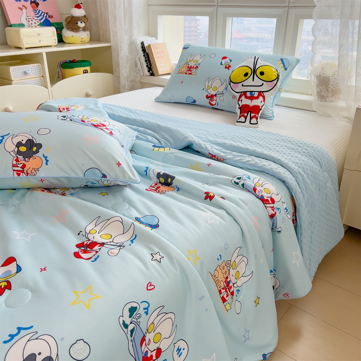 91家纺网 家纺一手货源 找家纺 兄弟坊 2026新款A类正版授权卡通针织棉凉感豆豆夏被 夏凉被 奥特沙滩