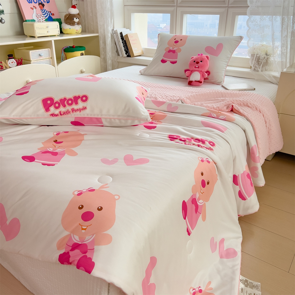 91家纺网 家纺一手货源 找家纺 兄弟坊 2026新款A类正版授权卡通针织棉凉感豆豆夏被 夏凉被 露比