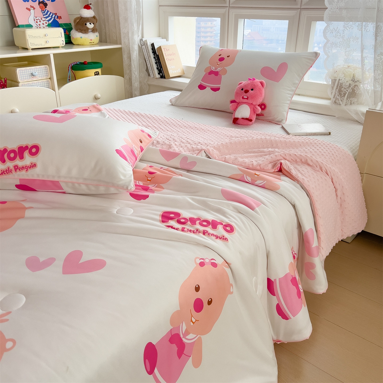 91家纺网 家纺一手货源 找家纺 兄弟坊 2026新款A类正版授权卡通针织棉凉感豆豆夏被 夏凉被 露比