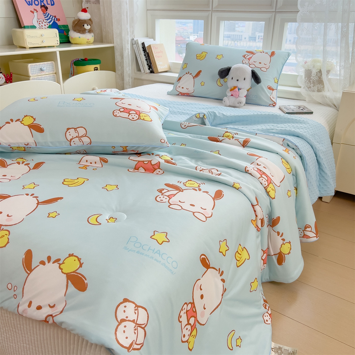 91家纺网 家纺一手货源 找家纺 兄弟坊 2026新款A类正版授权卡通针织棉凉感豆豆夏被 夏凉被 帕恰小狗