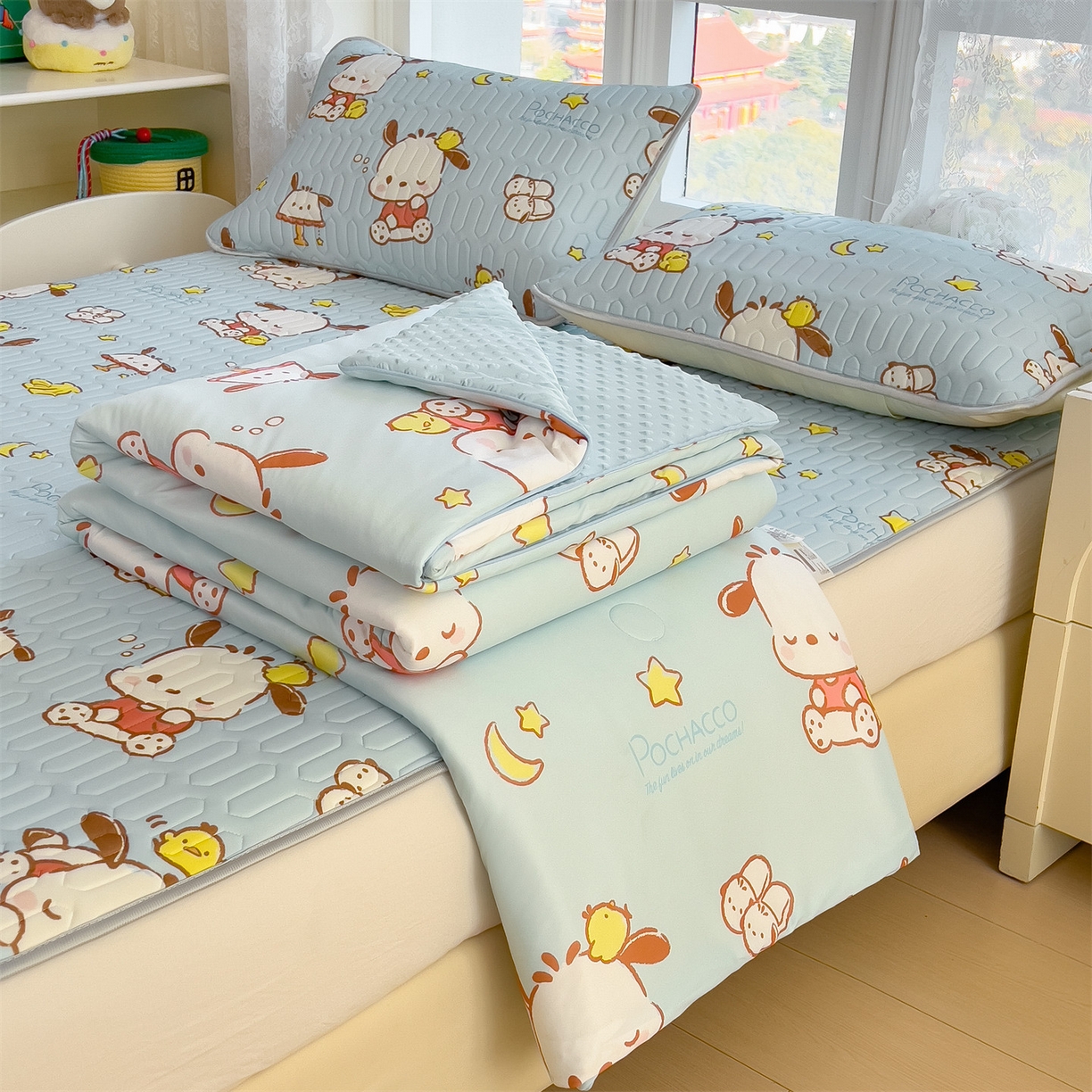 91家纺网 家纺一手货源 找家纺 兄弟坊 2026新款A类正版授权卡通针织棉凉感豆豆夏被 夏凉被 帕恰小狗