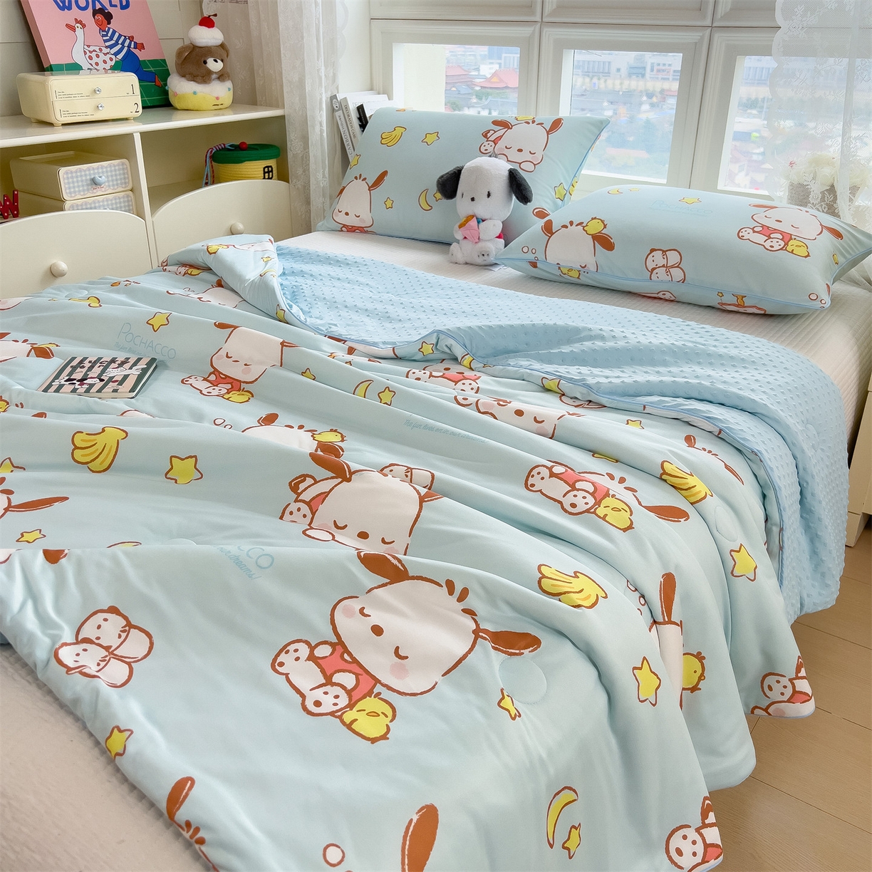 91家纺网 家纺一手货源 找家纺 兄弟坊 2026新款A类正版授权卡通针织棉凉感豆豆夏被 夏凉被 帕恰小狗