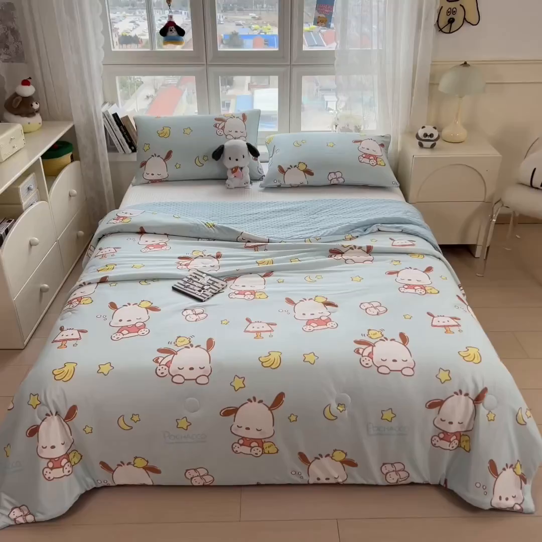 91家纺网 家纺一手货源 找家纺 兄弟坊 2026新款A类正版授权卡通针织棉凉感豆豆夏被 夏凉被 帕恰小狗