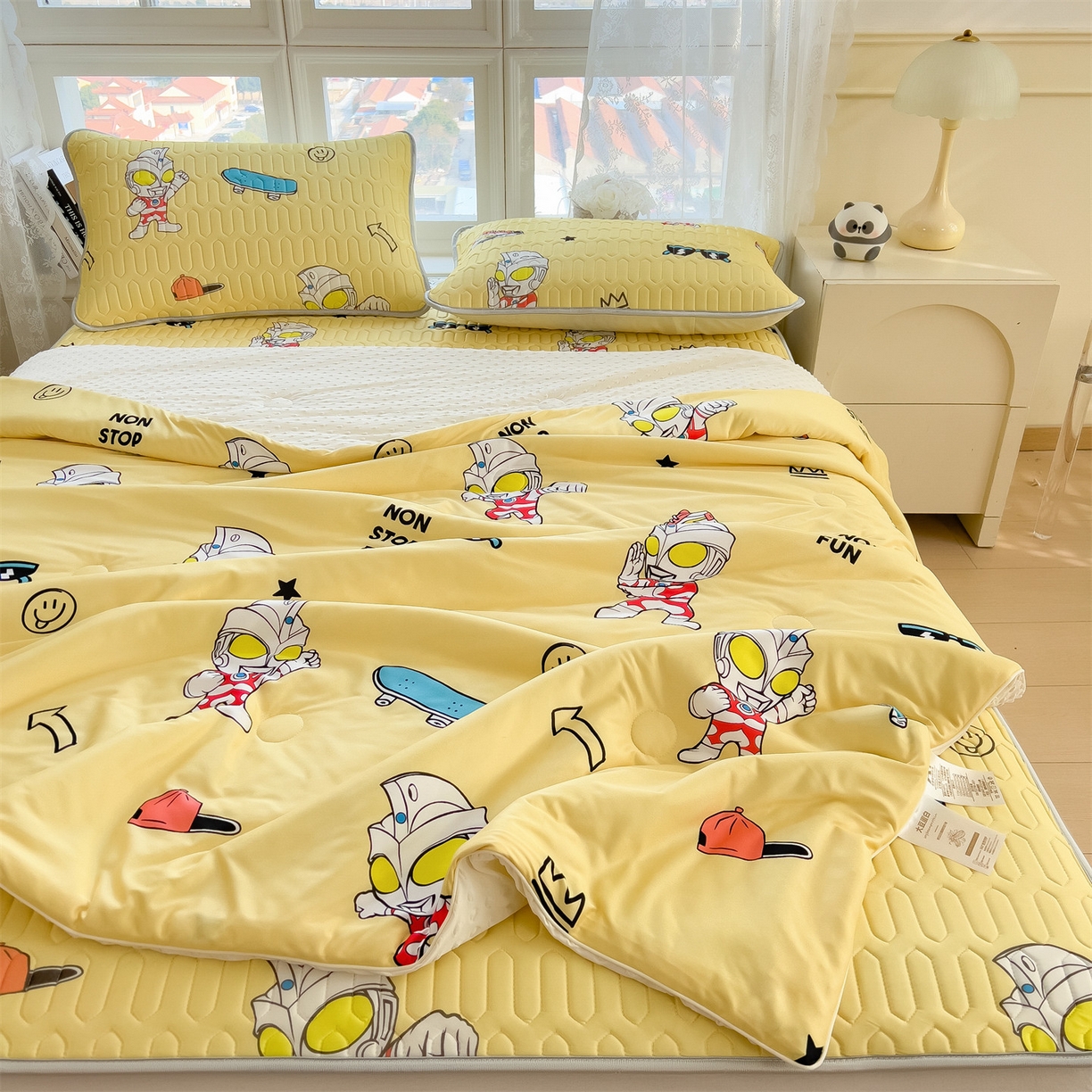 91家纺网 家纺一手货源 找家纺 兄弟坊 2026新款A类正版授权卡通针织棉凉感豆豆夏被 夏凉被 阳光奥特