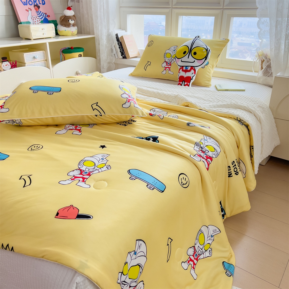 91家纺网 家纺一手货源 找家纺 兄弟坊 2026新款A类正版授权卡通针织棉凉感豆豆夏被 夏凉被 阳光奥特