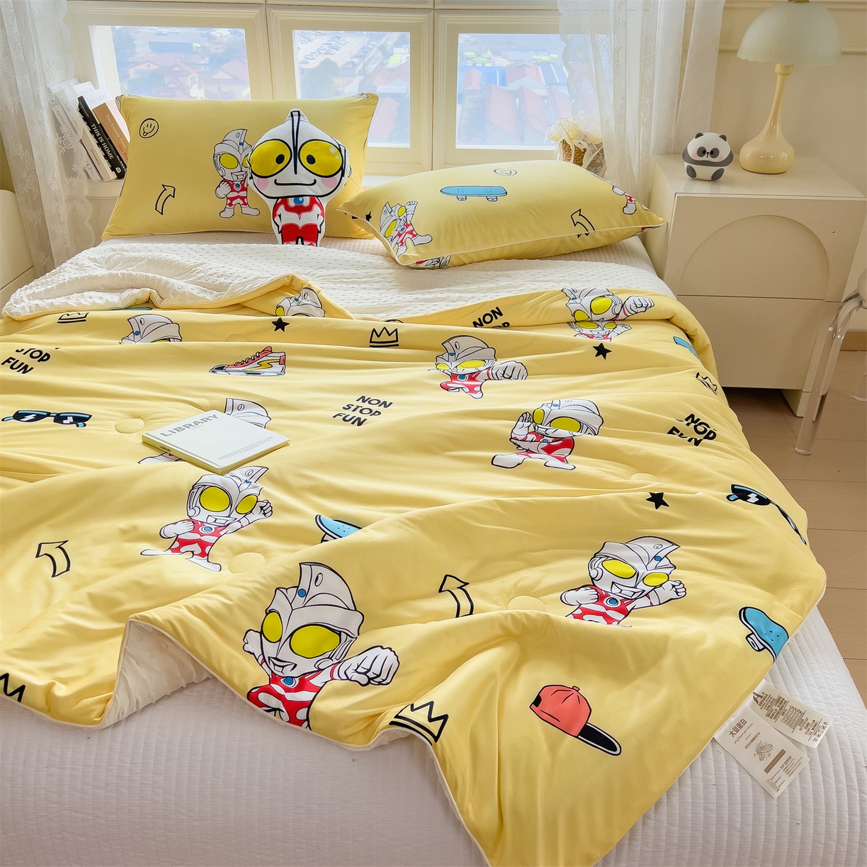 91家纺网 家纺一手货源 找家纺 兄弟坊 2026新款A类正版授权卡通针织棉凉感豆豆夏被 夏凉被 阳光奥特