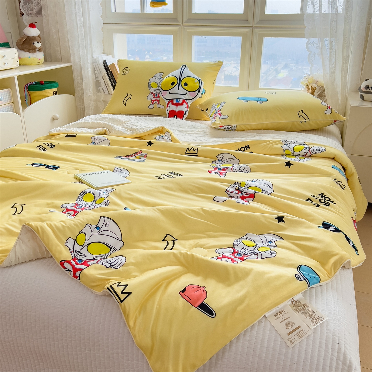 91家纺网 家纺一手货源 找家纺 兄弟坊 2026新款A类正版授权卡通针织棉凉感豆豆夏被 夏凉被 阳光奥特