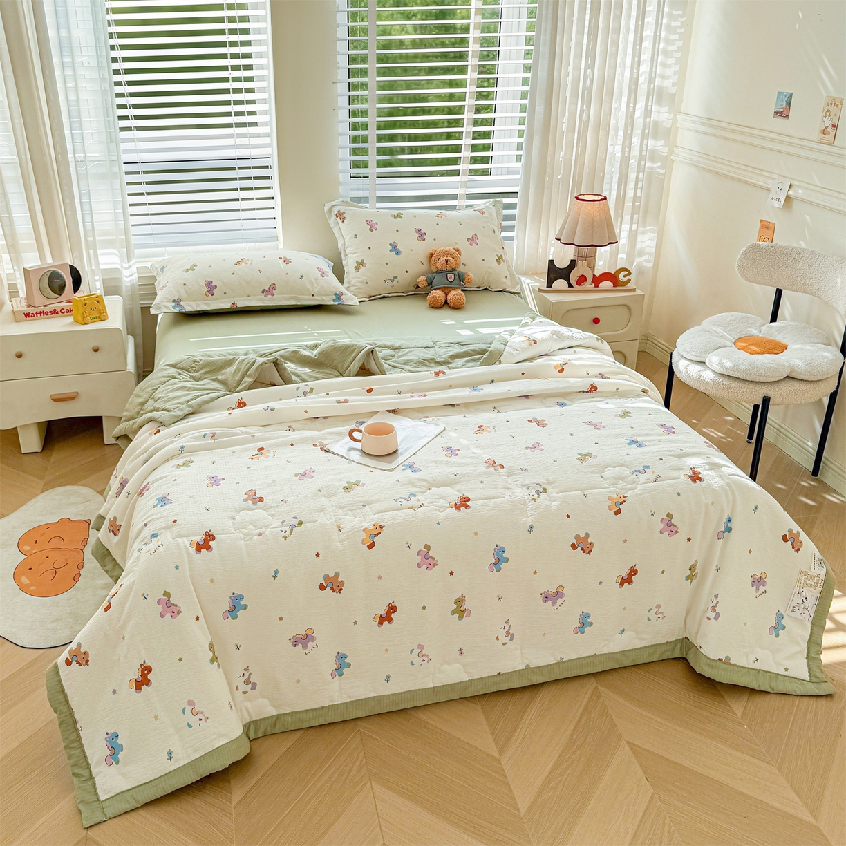 91家纺网 家纺一手货源 找家纺 （总）西域种棉人·千百笠 2026新款A类新疆棉花夏凉被加宽包边水洗棉卡通印花吸湿透气棉花夏被空调被