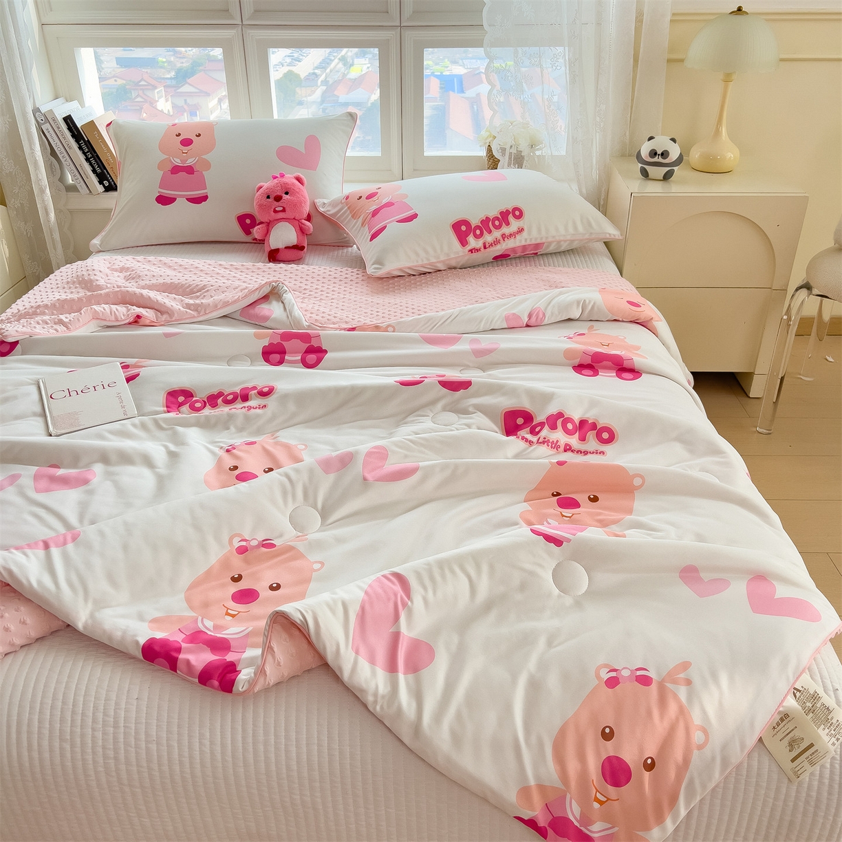 91家纺网 家纺一手货源 找家纺 兄弟坊 2026新款A类正版授权卡通乳胶凉席夏被四件套 露比