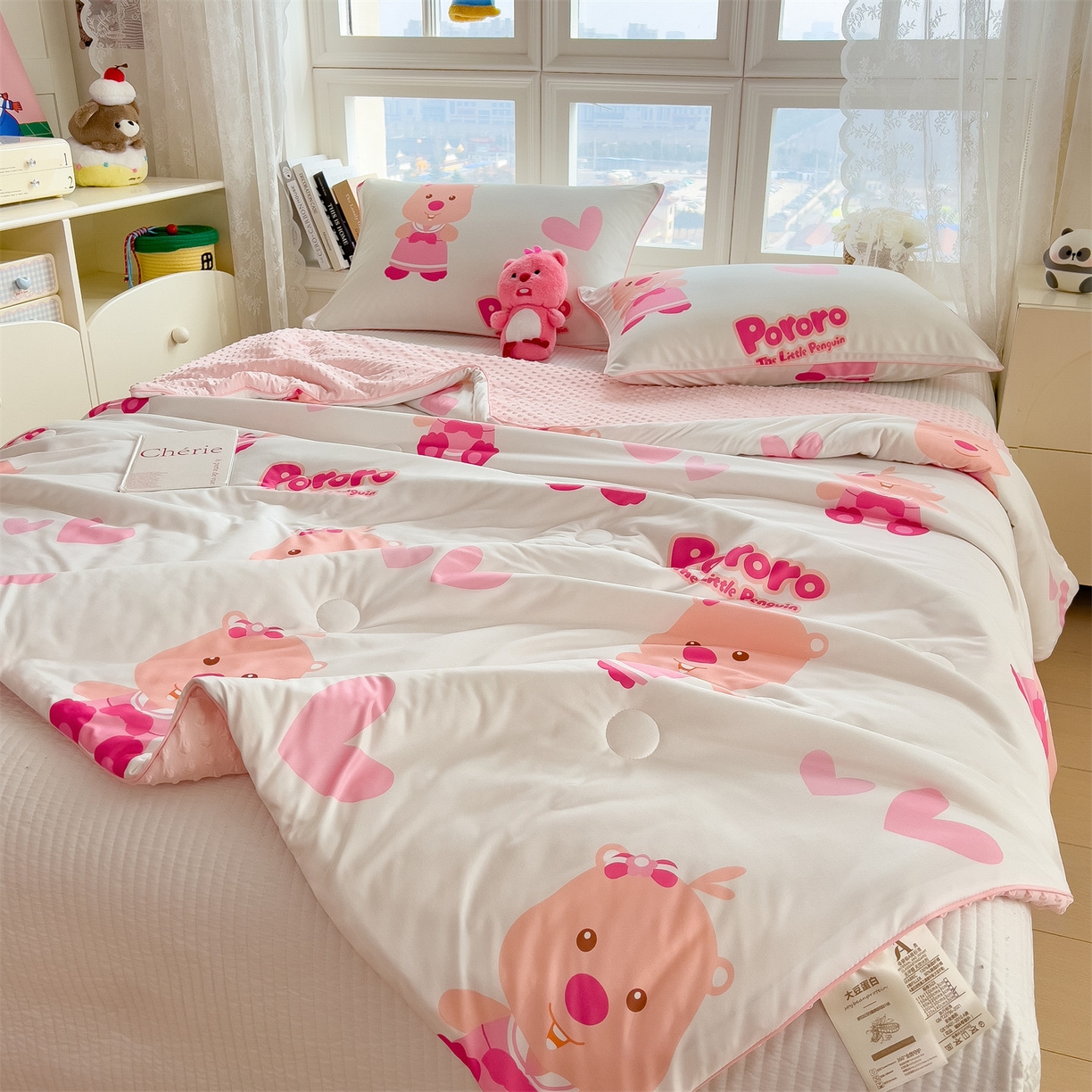 91家纺网 家纺一手货源 找家纺 兄弟坊 2026新款A类正版授权卡通乳胶凉席夏被四件套 露比