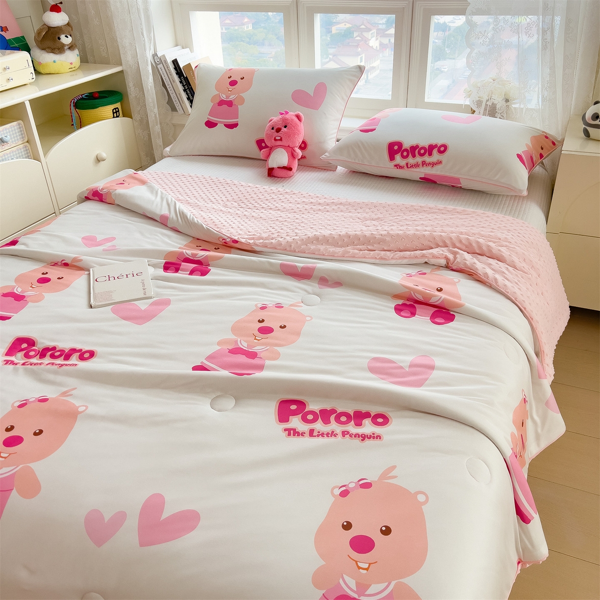 91家纺网 家纺一手货源 找家纺 兄弟坊 2026新款A类正版授权卡通乳胶凉席夏被四件套 露比