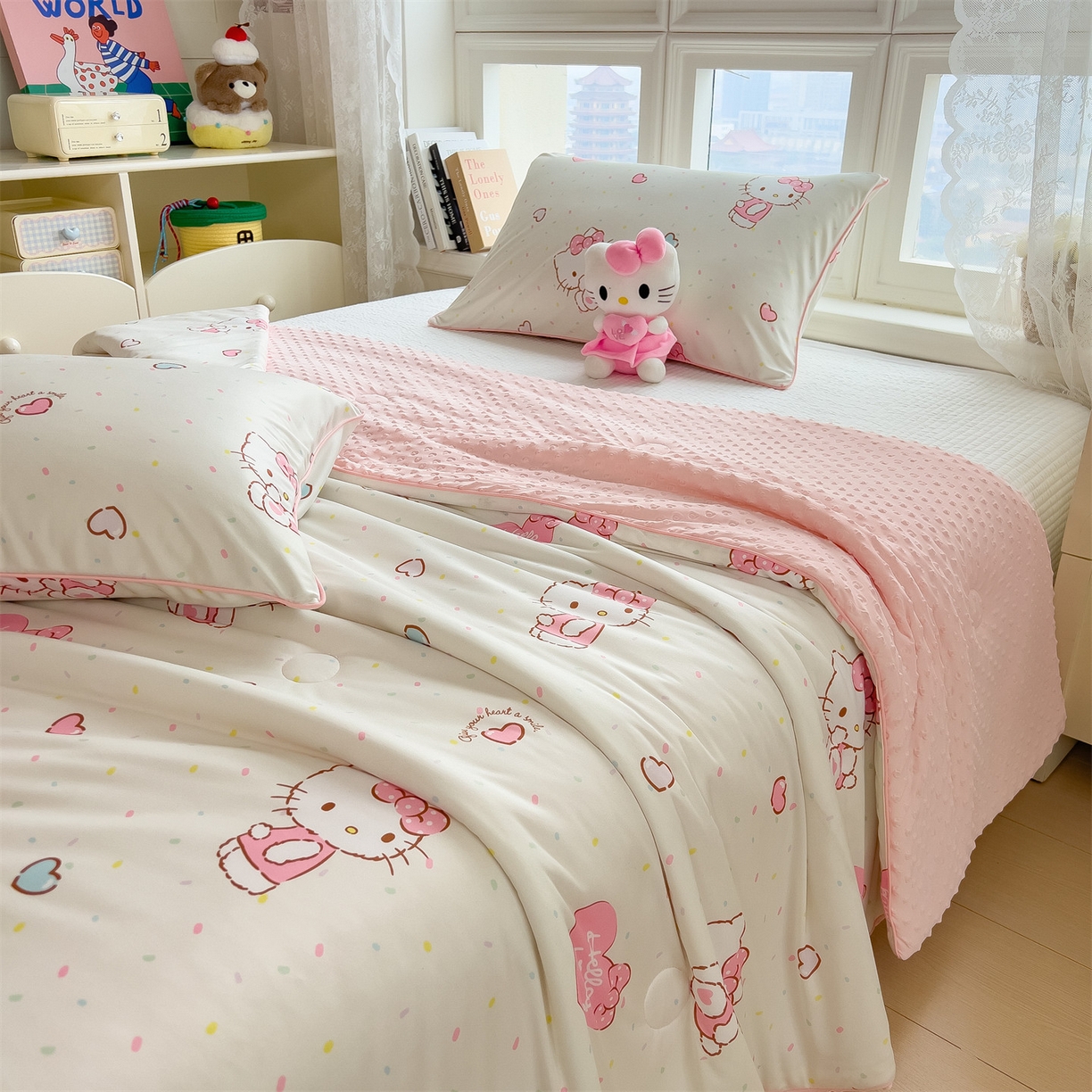 91家纺网 家纺一手货源 找家纺 兄弟坊 2026新款A类正版授权卡通乳胶凉席夏被四件套 乖乖凯蒂