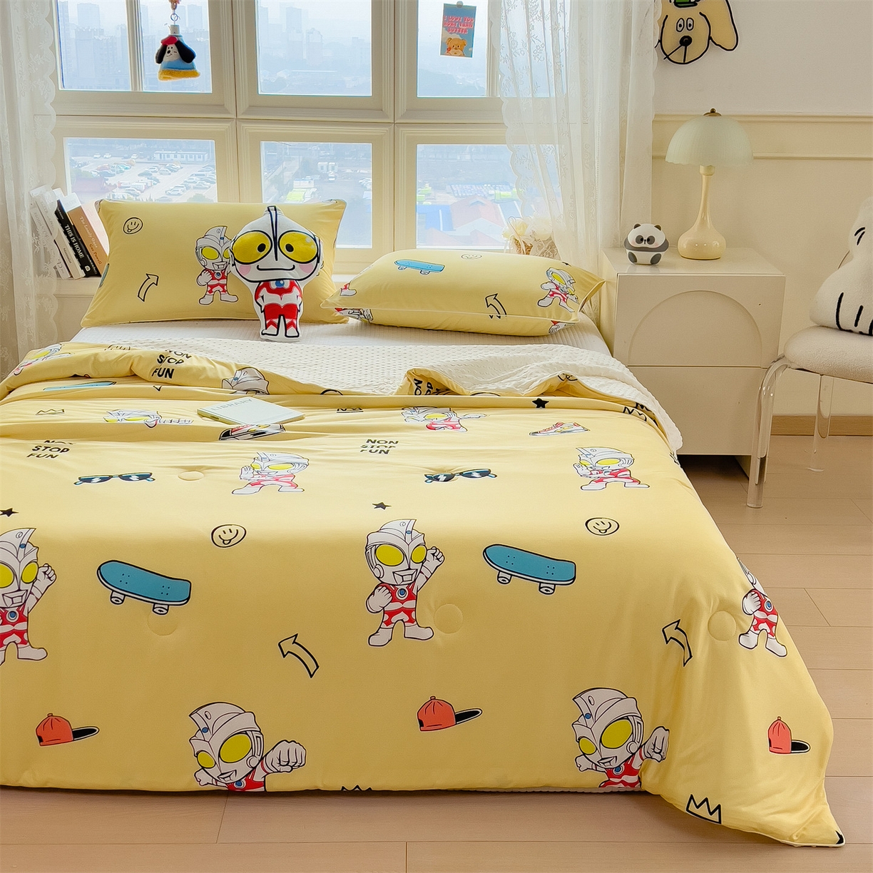 91家纺网 家纺一手货源 找家纺 兄弟坊 2026新款A类正版授权卡通乳胶凉席夏被四件套 阳光奥特