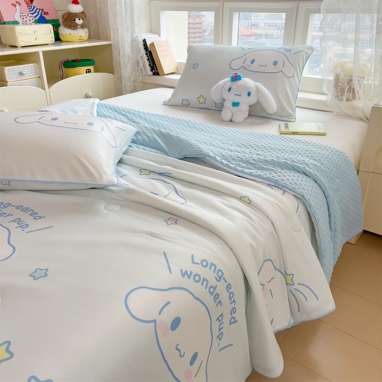 91家纺网 家纺一手货源 找家纺 兄弟坊 2026新款A类正版授权卡通乳胶凉席夏被四件套 呆萌玉桂狗