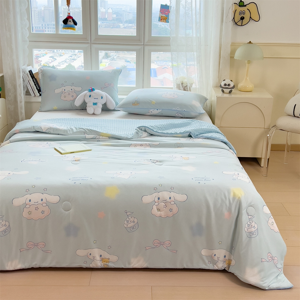 91家纺网 家纺一手货源 找家纺 兄弟坊 2026新款A类正版授权卡通乳胶凉席夏被四件套 闪闪玉桂狗