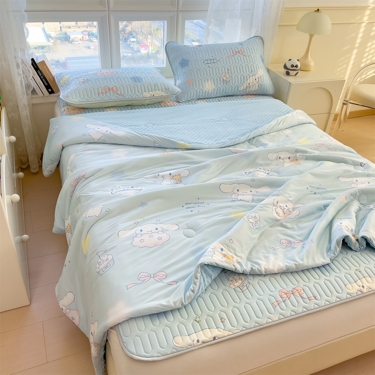 91家纺网 家纺一手货源 找家纺 兄弟坊 2026新款A类正版授权卡通乳胶凉席夏被四件套 闪闪玉桂狗