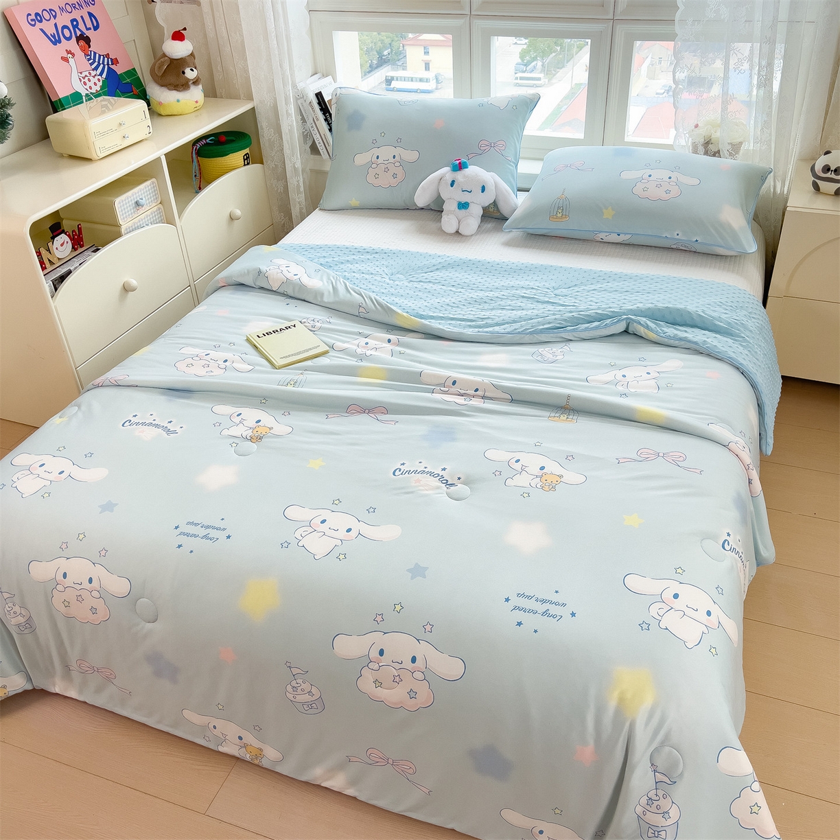 91家纺网 家纺一手货源 找家纺 兄弟坊 2026新款A类正版授权卡通乳胶凉席夏被四件套 闪闪玉桂狗