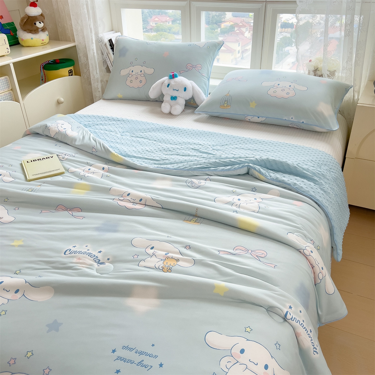 91家纺网 家纺一手货源 找家纺 兄弟坊 2026新款A类正版授权卡通乳胶凉席夏被四件套 闪闪玉桂狗