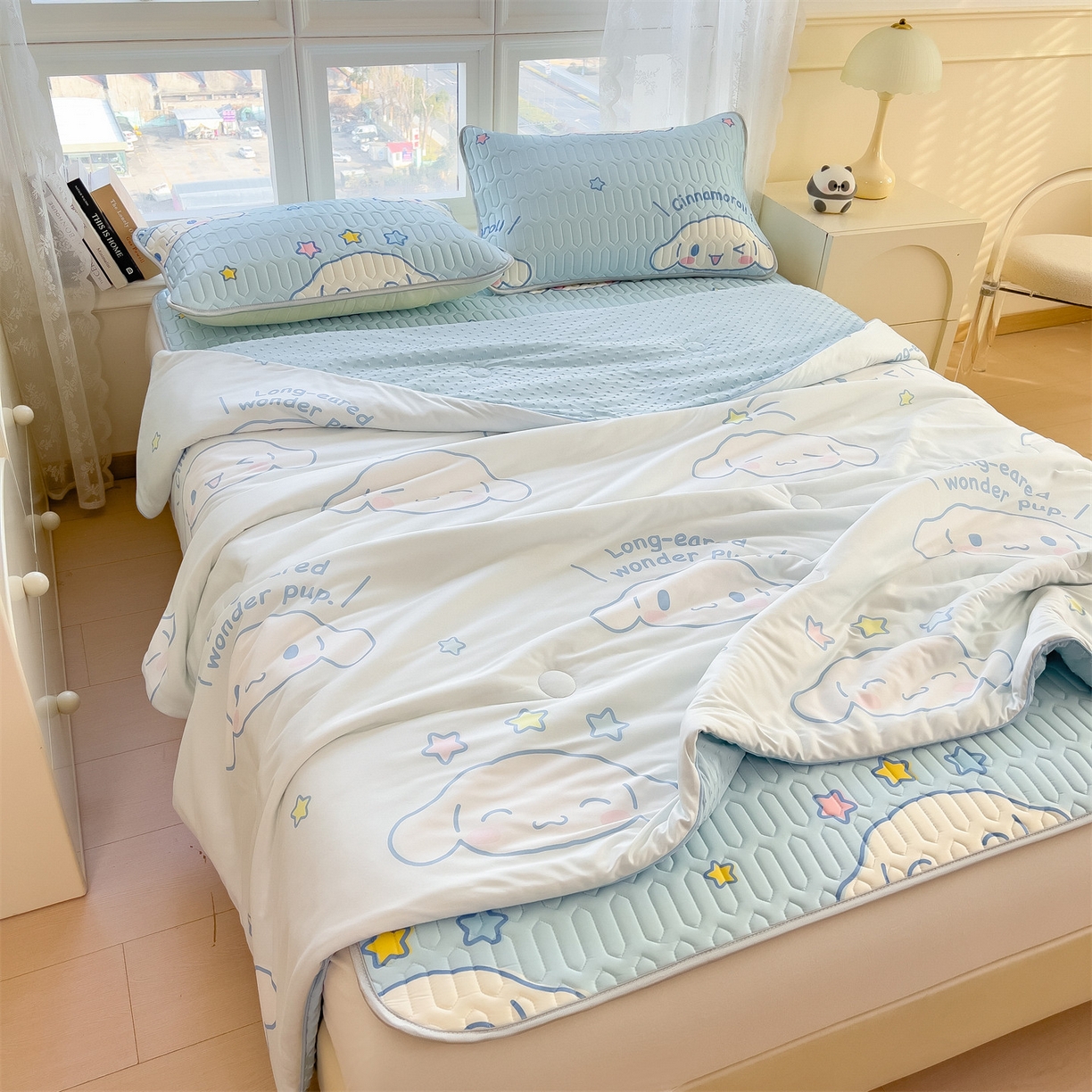 91家纺网 家纺一手货源 找家纺 兄弟坊 2026新款A类正版授权卡通乳胶凉席夏被四件套 呆萌玉桂狗