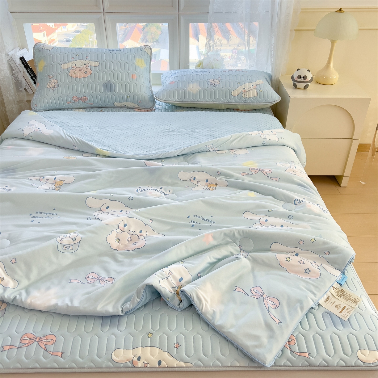 91家纺网 家纺一手货源 找家纺 兄弟坊 2026新款A类正版授权卡通乳胶凉席夏被四件套 闪闪玉桂狗
