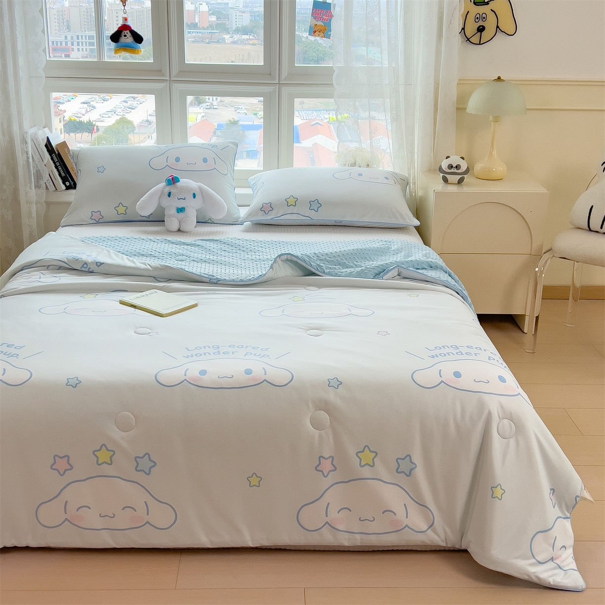 91家纺网 家纺一手货源 找家纺 兄弟坊 2026新款A类正版授权卡通乳胶凉席夏被四件套 呆萌玉桂狗