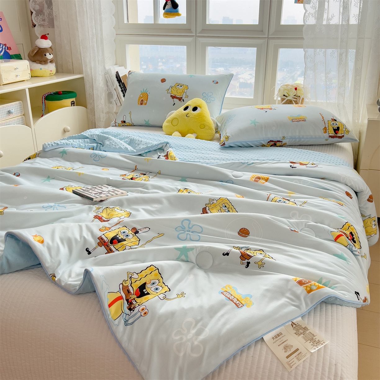 91家纺网 家纺一手货源 找家纺 兄弟坊 2026新款A类正版授权卡通乳胶凉席夏被四件套 海绵世界