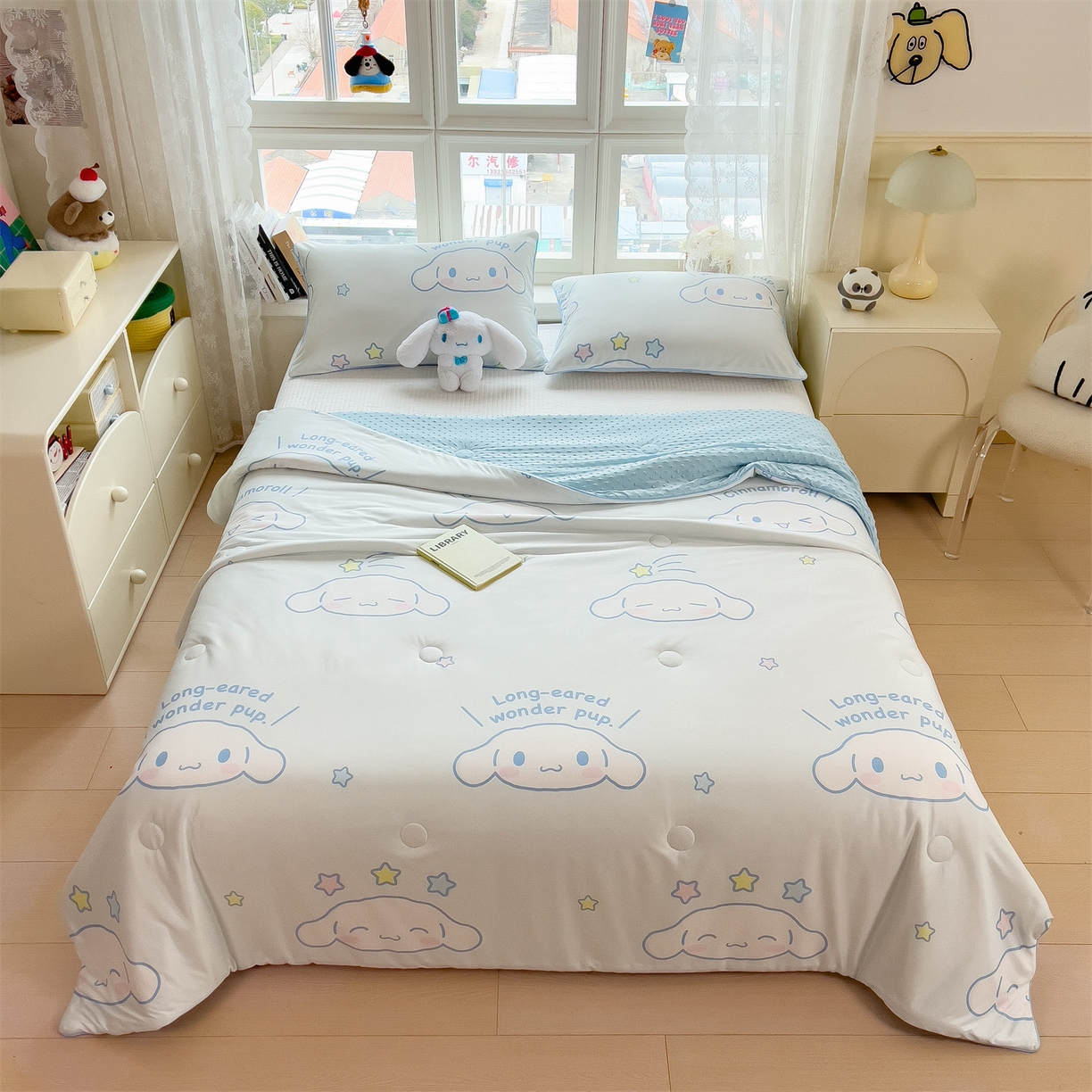 91家纺网 家纺一手货源 找家纺 兄弟坊 2026新款A类正版授权卡通乳胶凉席夏被四件套 呆萌玉桂狗