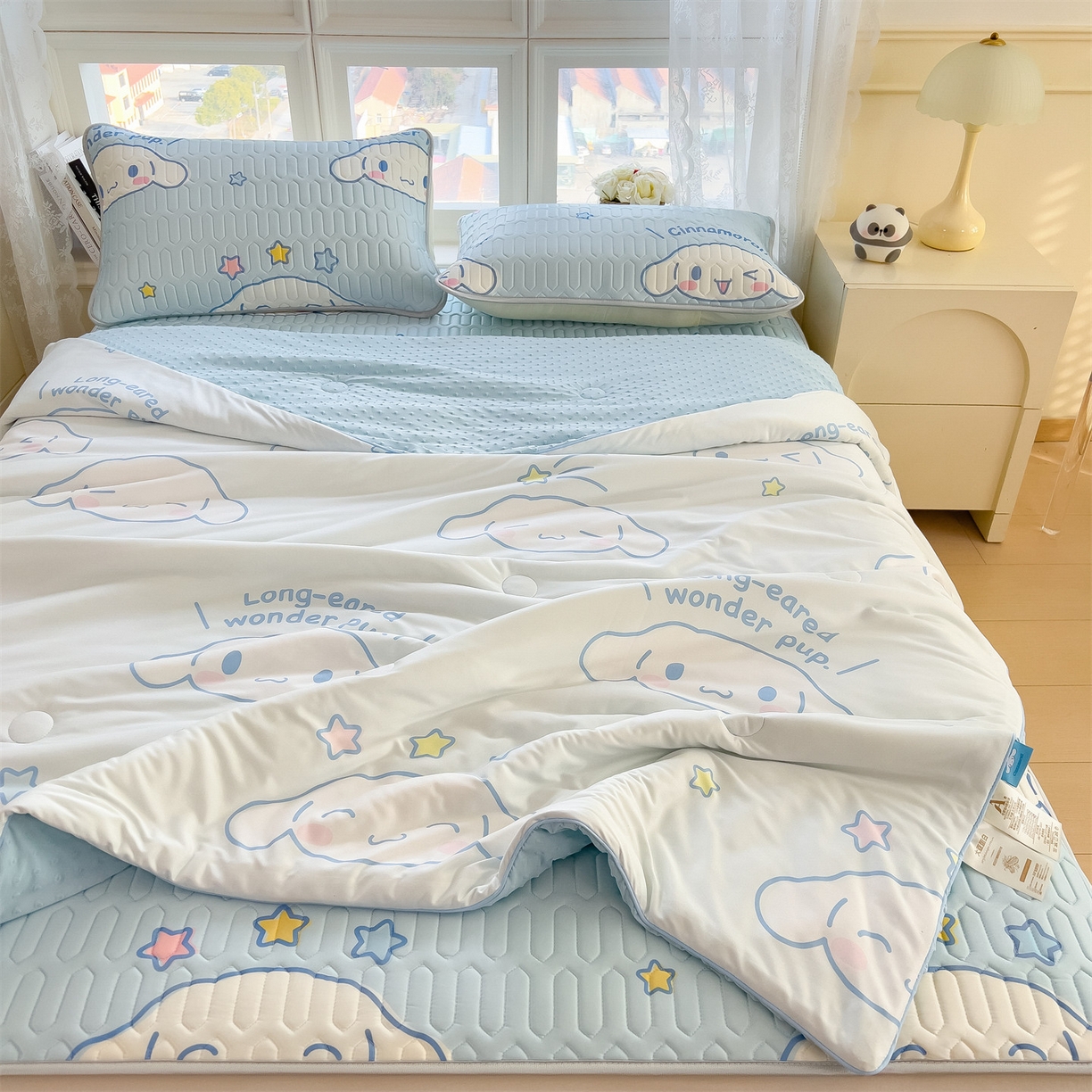 91家纺网 家纺一手货源 找家纺 兄弟坊 2026新款A类正版授权卡通乳胶凉席夏被四件套 呆萌玉桂狗