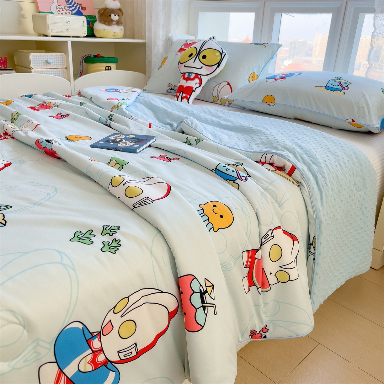 91家纺网 家纺一手货源 找家纺 兄弟坊 2026新款A类正版授权卡通乳胶凉席夏被四件套 夏日奥特