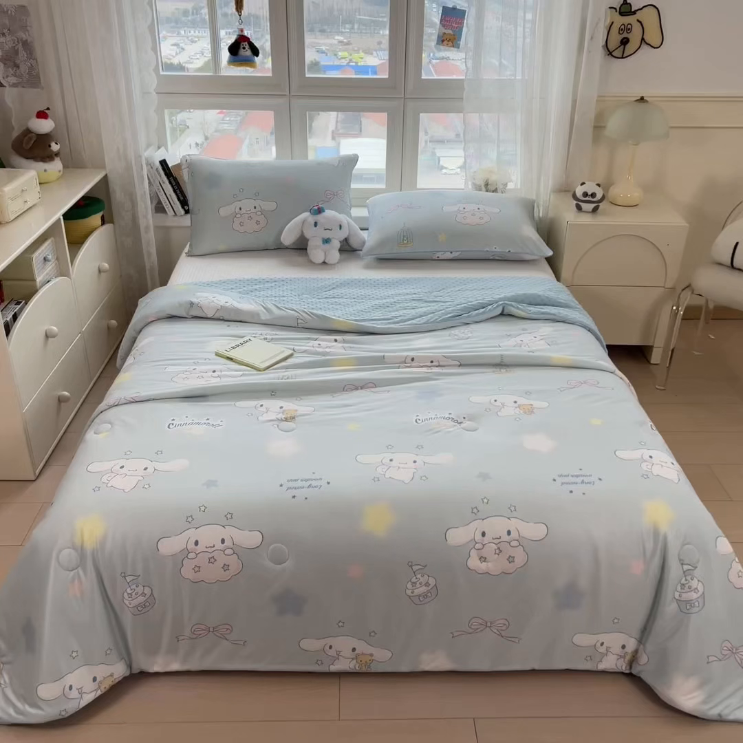 91家纺网 家纺一手货源 找家纺 兄弟坊 2026新款A类正版授权卡通乳胶凉席夏被四件套 闪闪玉桂狗