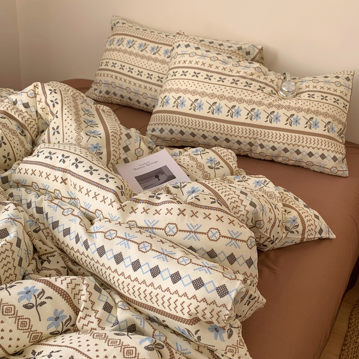 桃喜 2026春夏新款全棉纯棉双层纱系列四件套 双层纱-复古费尔岛