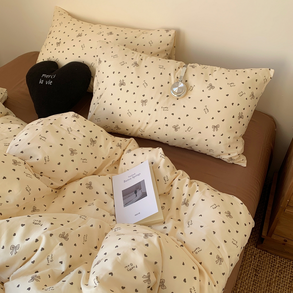 桃喜 2026春夏新款全棉纯棉双层纱系列四件套 双层纱-米色蝴蝶结