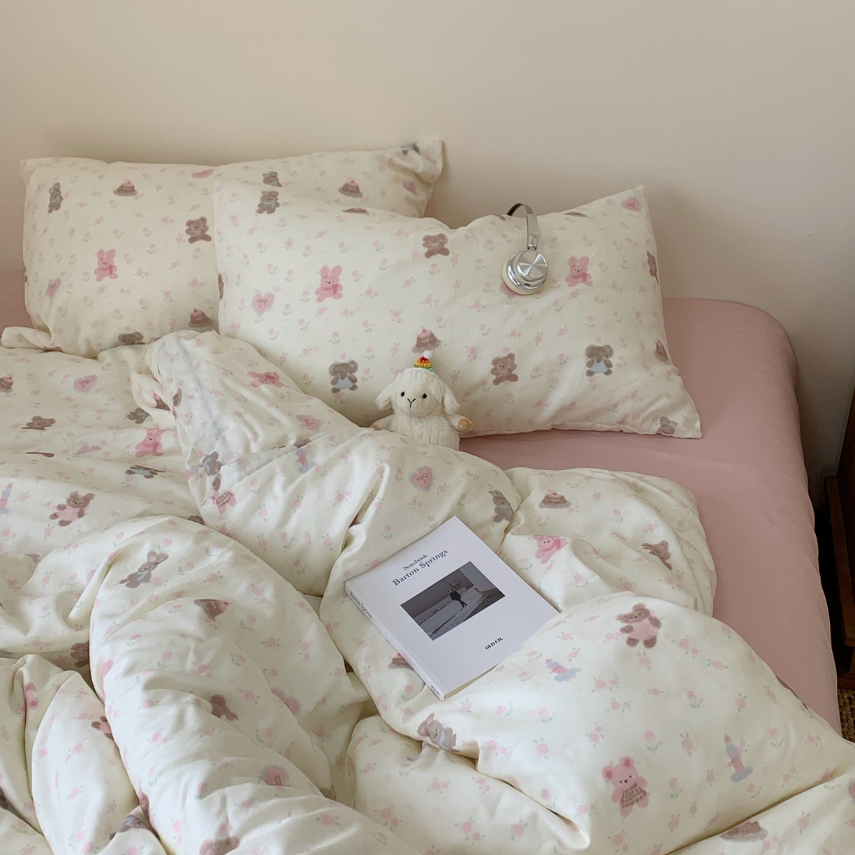 91家纺网 家纺一手货源 找家纺 桃喜 2026春夏新款全棉纯棉双层纱系列四件套 双层纱-碎花动物园