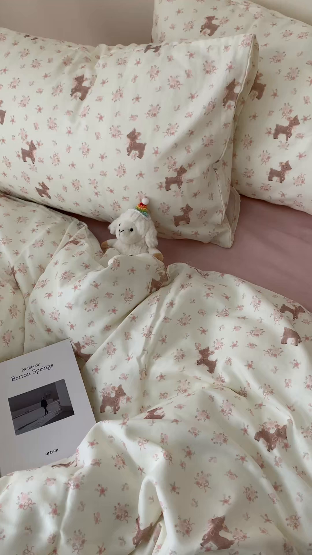 91家纺网 家纺一手货源 找家纺 桃喜 2026春夏新款全棉纯棉双层纱系列四件套 双层纱-碎花小鹿