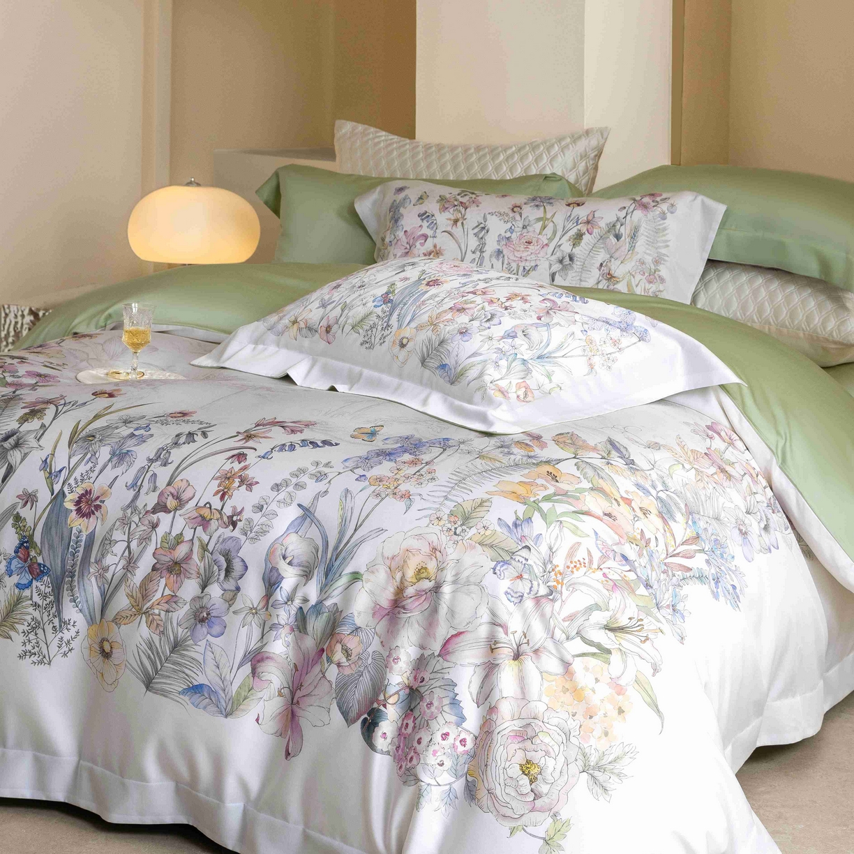 佳汐蓝家纺 2026新款60天丝印花大版花四件套 苏芸 玉