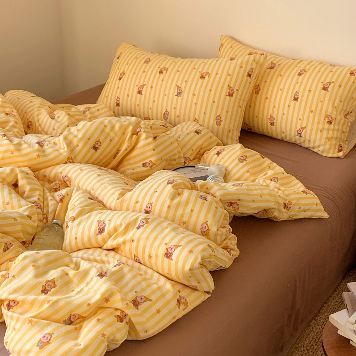 桃喜 2026春夏新款全棉纯棉双层纱系列四件套 双层纱-条纹星星黄