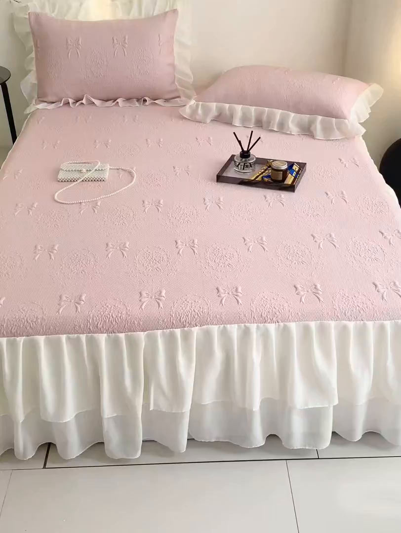 91家纺网 家纺一手货源 找家纺 （总）佰亿莱 2026新款凉感豆豆提花床裙款凉席手捧花系列