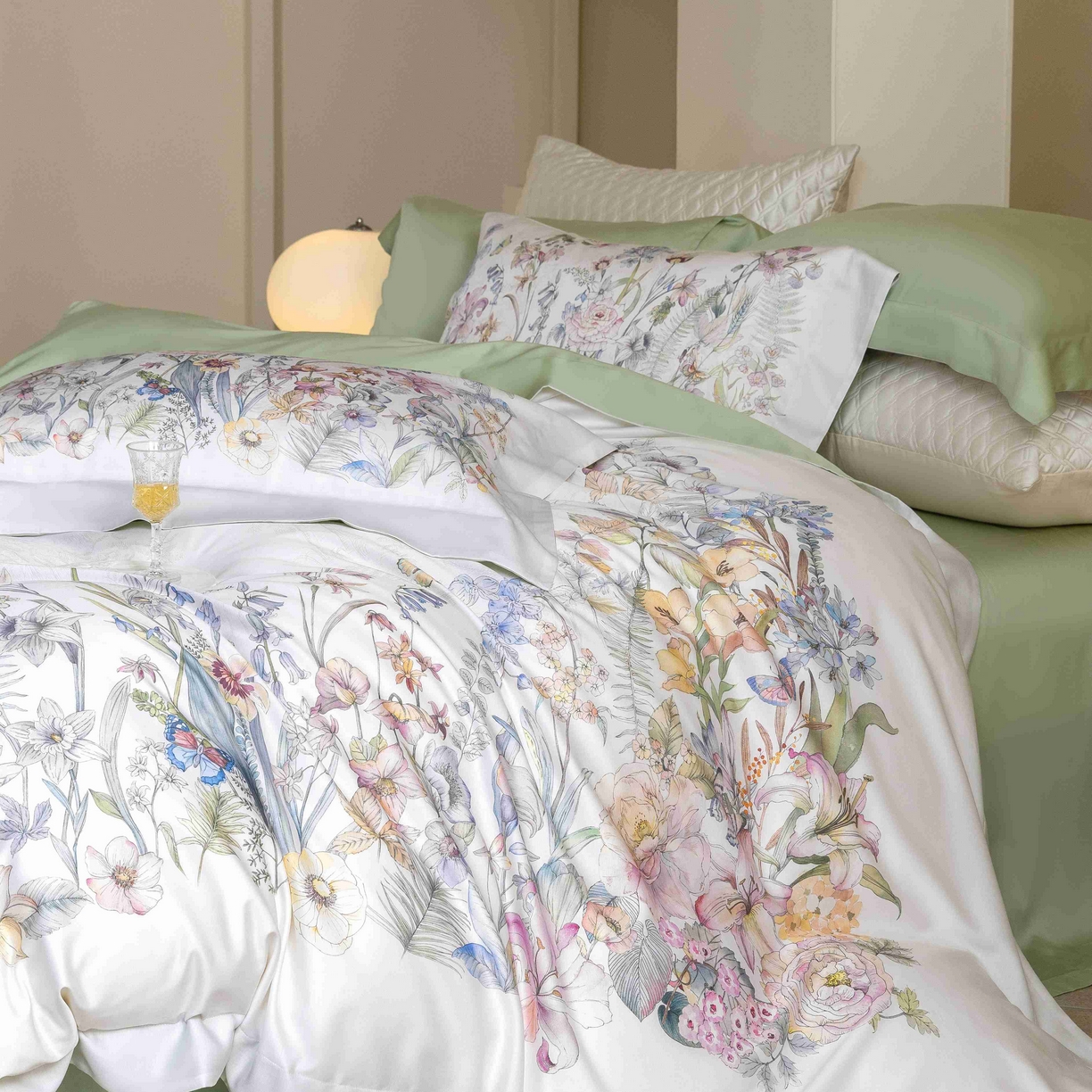 91家纺网 家纺一手货源 找家纺 佳汐蓝家纺 2026新款60天丝印花大版花四件套 苏芸 玉