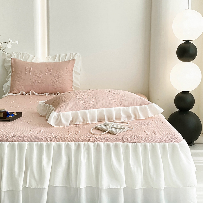 91家纺网 家纺一手货源 找家纺 （总）佰亿莱 2026新款凉感豆豆提花床裙款凉席手捧花系列