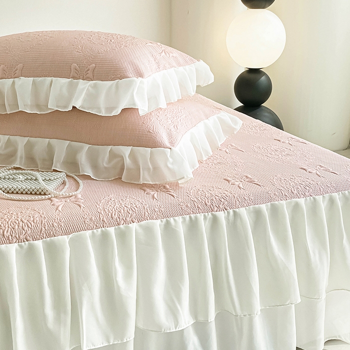 91家纺网 家纺一手货源 找家纺 （总）佰亿莱 2026新款凉感豆豆提花床裙款凉席手捧花系列